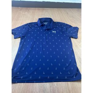 Under Armour Men’s Playoff Polo Navy Sailboat Print Short Sleeve XL